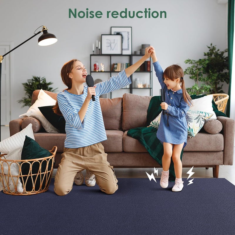 VallisCo 30 Pack Carpet Tile - 12” X 12” Self Adhesive Carpet Floor Tiles Anti-Slip Squares Peel and Stick Floor Tilel DIY Installation for Bedroom (Blue) - Image 2